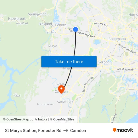 St Marys Station, Forrester Rd to Camden map