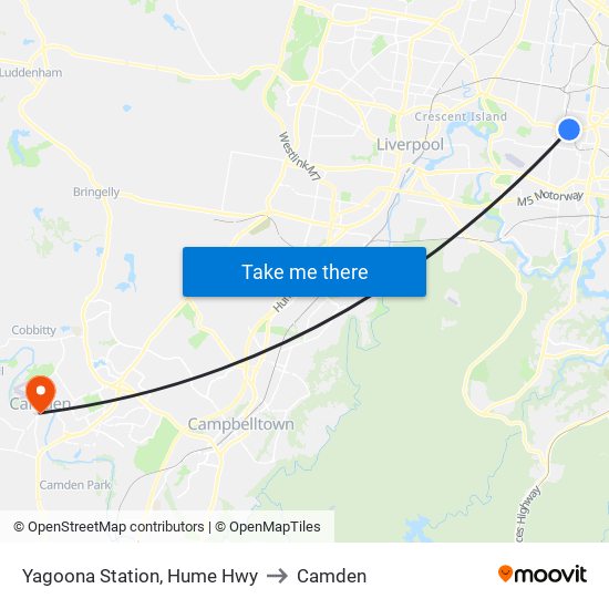 Yagoona Station, Hume Hwy to Camden map