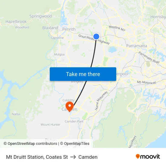 Mt Druitt Station, Coates St to Camden map