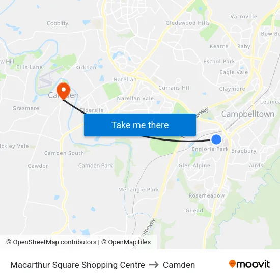 Macarthur Square Shopping Centre to Camden map