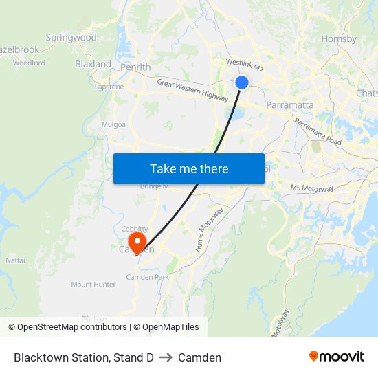 Blacktown Station, Stand D to Camden map
