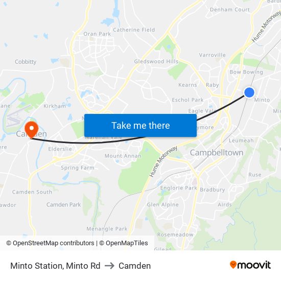 Minto Station, Minto Rd to Camden map