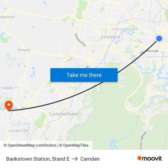 Bankstown Station, Stand E to Camden map