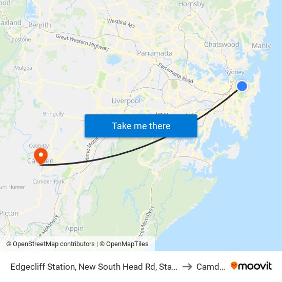 Edgecliff Station, New South Head Rd, Stand N to Camden map