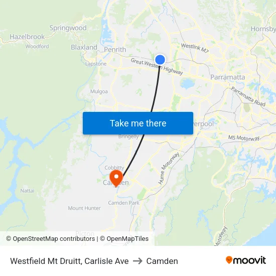 Westfield Mt Druitt, Carlisle Ave to Camden map