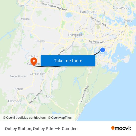 Oatley Station, Oatley Pde to Camden map