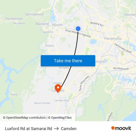 Luxford Rd at Samarai Rd to Camden map