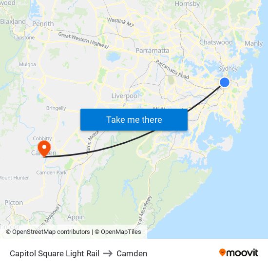 Capitol Square Light Rail to Camden map