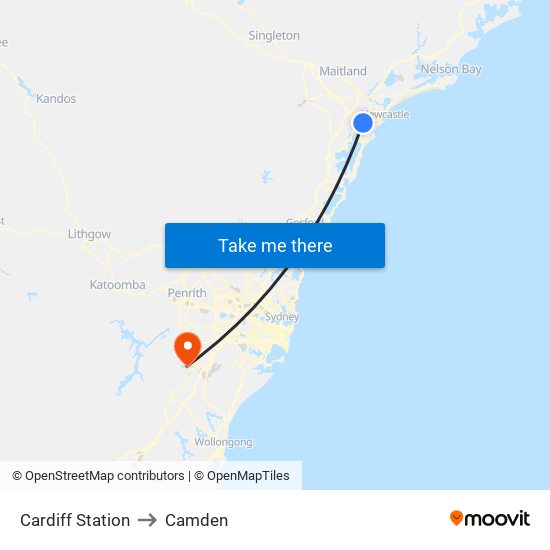 Cardiff Station to Camden map