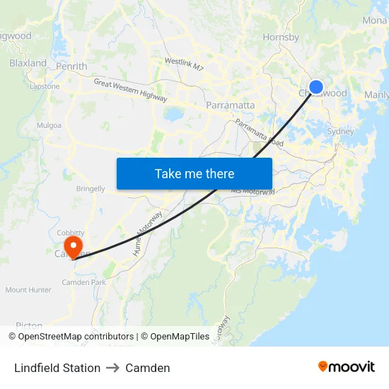 Lindfield Station to Camden map