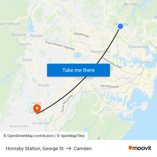 Hornsby Station, George St to Camden map