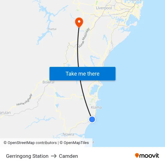 Gerringong Station to Camden map