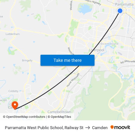 Parramatta West Public School, Railway St to Camden map