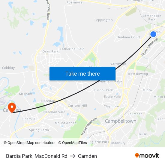 Bardia Park, MacDonald Rd to Camden map