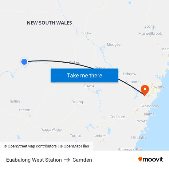 Euabalong West Station to Camden map