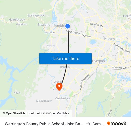 Werrington County Public School, John Batman Ave to Camden map