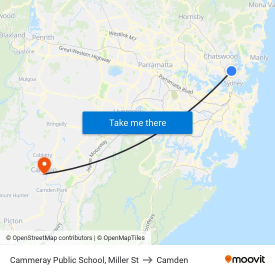 Cammeray Public School, Miller St to Camden map