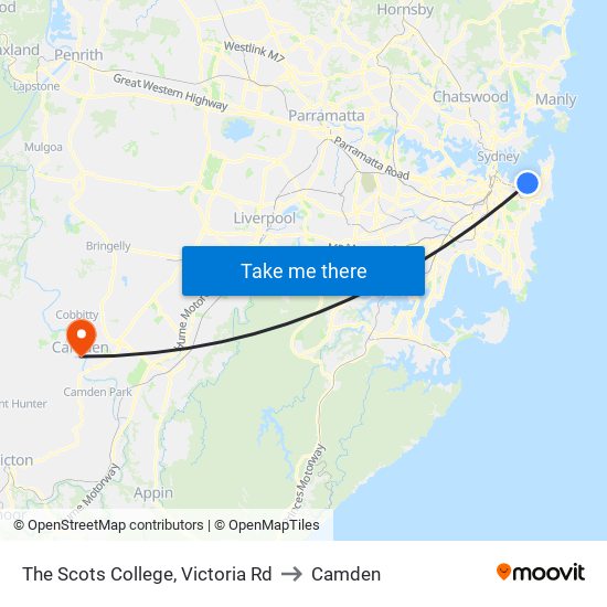 The Scots College, Victoria Rd to Camden map