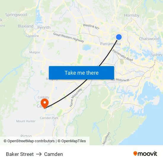 Baker Street to Camden map