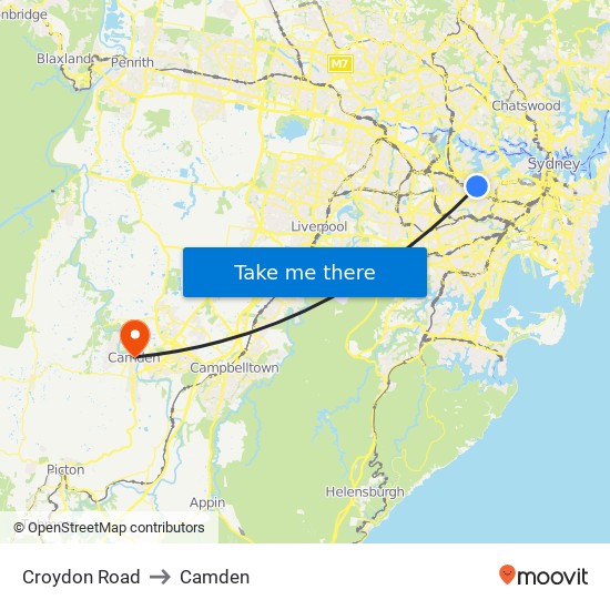 Croydon Road to Camden map