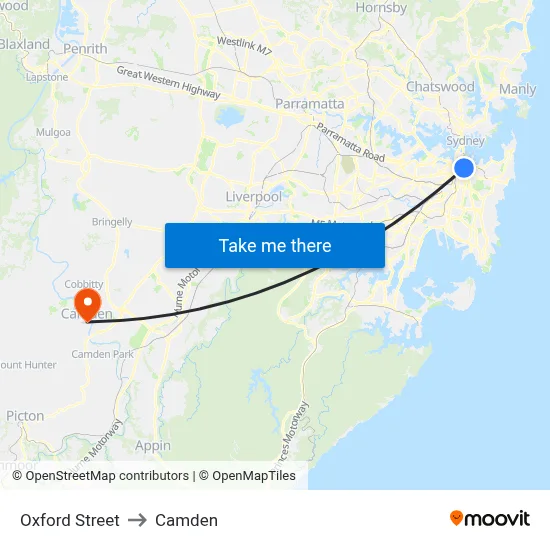 Oxford Street to Camden map