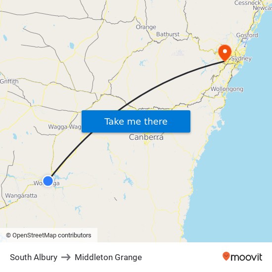 South Albury to Middleton Grange map