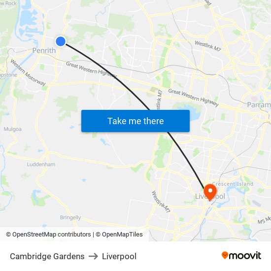 Cambridge Gardens to Liverpool map