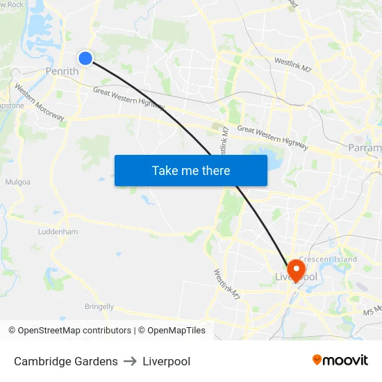 Cambridge Gardens to Liverpool map