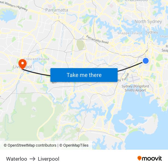 Waterloo to Liverpool map