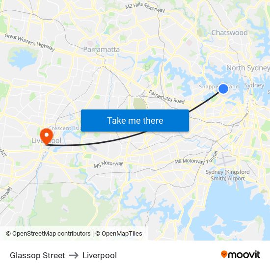 Glassop Street to Liverpool map