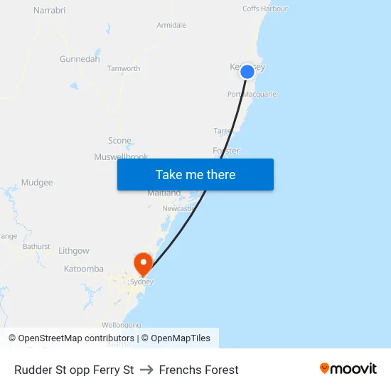 Rudder St opp Ferry St to Frenchs Forest map
