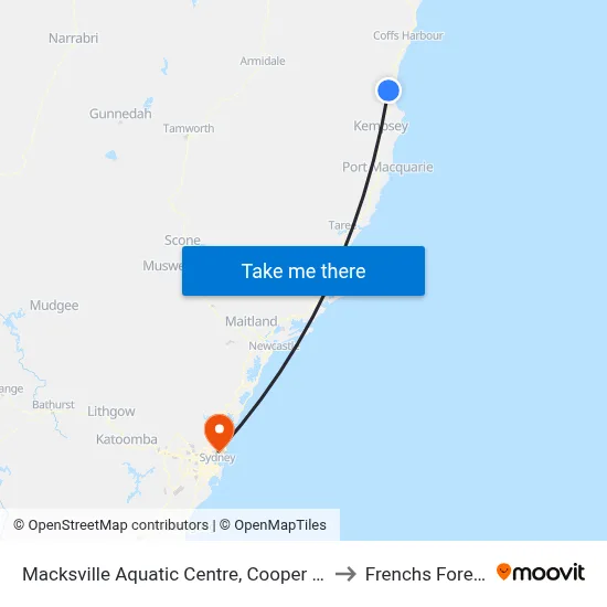 Macksville Aquatic Centre, Cooper St to Frenchs Forest map