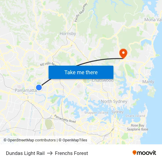 Dundas Light Rail to Frenchs Forest map