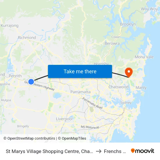 St Marys Village Shopping Centre, Charles Hackett Dr to Frenchs Forest map