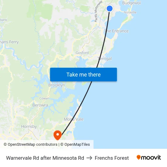 Warnervale Rd after Minnesota Rd to Frenchs Forest map