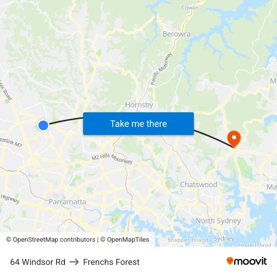64 Windsor Rd to Frenchs Forest map