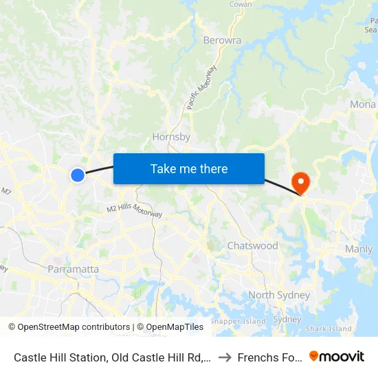 Castle Hill Station, Old Castle Hill Rd, Stand E to Frenchs Forest map