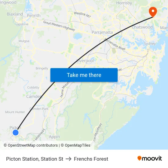 Picton Station, Station St to Frenchs Forest map