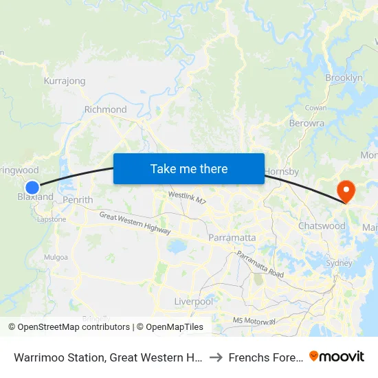 Warrimoo Station, Great Western Hwy to Frenchs Forest map
