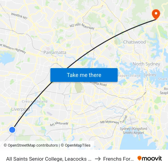 All Saints Senior College, Leacocks Lane to Frenchs Forest map