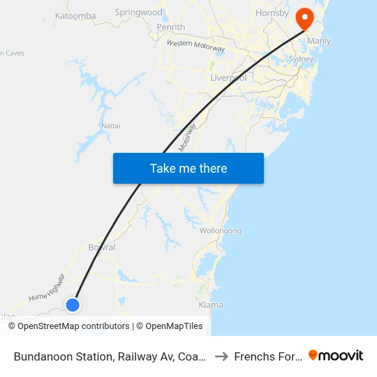 Bundanoon Station, Railway Av, Coach Bay to Frenchs Forest map