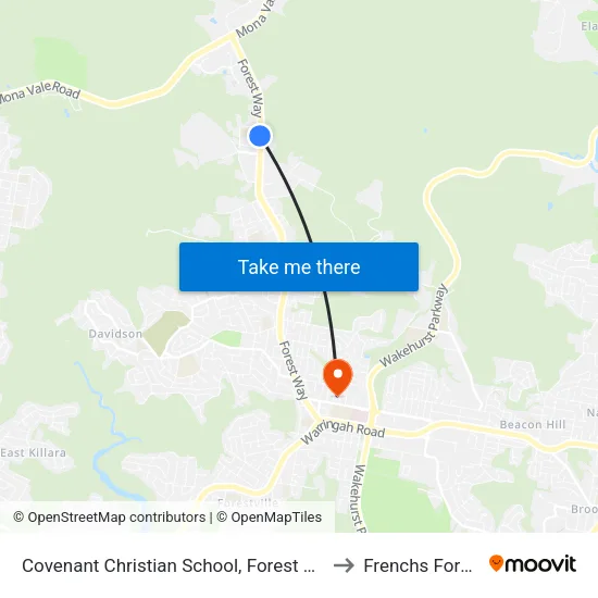 Covenant Christian School, Forest Way to Frenchs Forest map