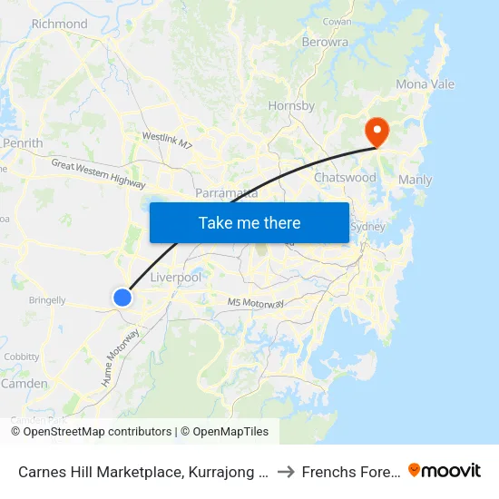 Carnes Hill Marketplace, Kurrajong Rd to Frenchs Forest map