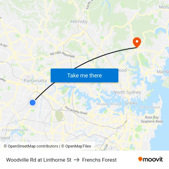 Woodville Rd at Linthorne St to Frenchs Forest map