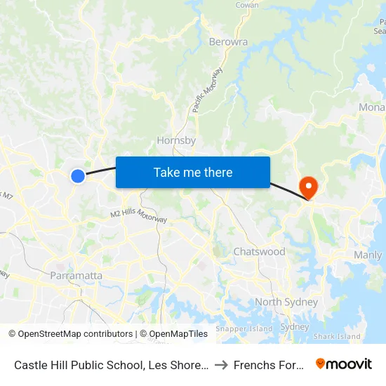 Castle Hill Public School, Les Shore Pl to Frenchs Forest map