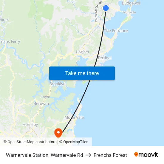 Warnervale Station, Warnervale Rd to Frenchs Forest map