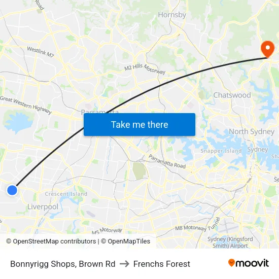 Bonnyrigg Shops, Brown Rd to Frenchs Forest map