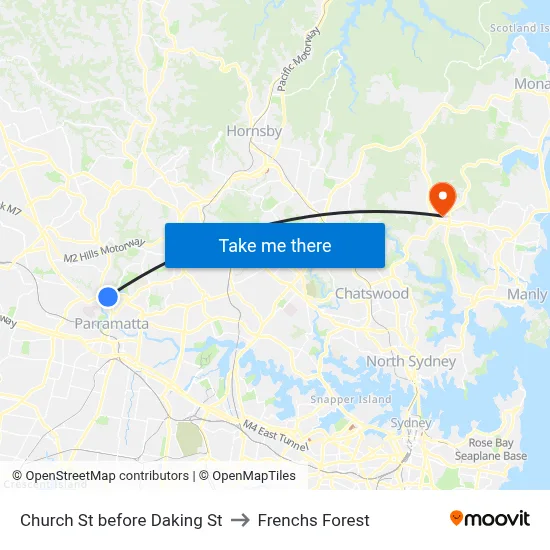 Church St before Daking St to Frenchs Forest map