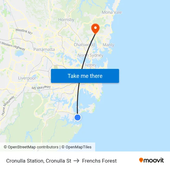 Cronulla Station, Cronulla St to Frenchs Forest map
