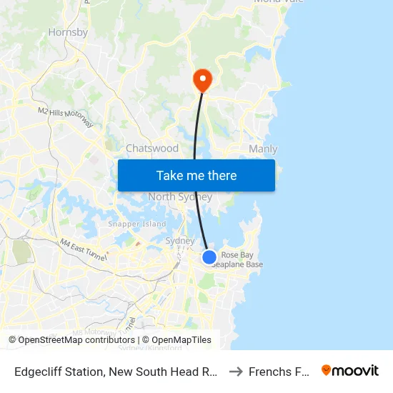 Edgecliff Station, New South Head Rd, Stand N to Frenchs Forest map